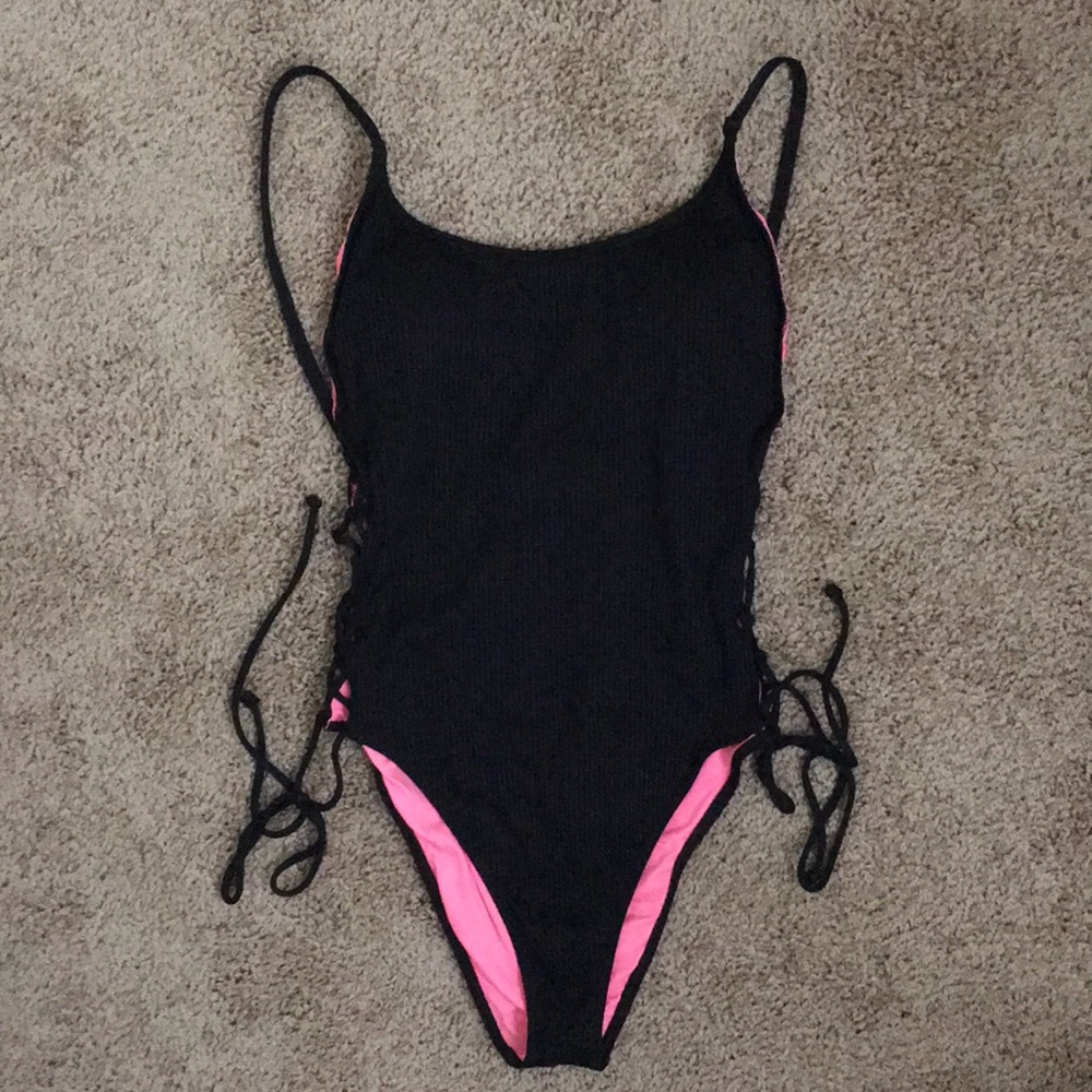 Victoria’s Secret Pink One Piece Black Swimsuit